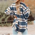 thumbnail image 5 of DondPO Jackets For Women Women's Brushed Plaid Shirts Long Sleeve Flannel Lapel Button Pocketed Jacket Coats Plaid Shirts For Women Flannel Jacket Women Blue XL Clearance！, 5 of 9