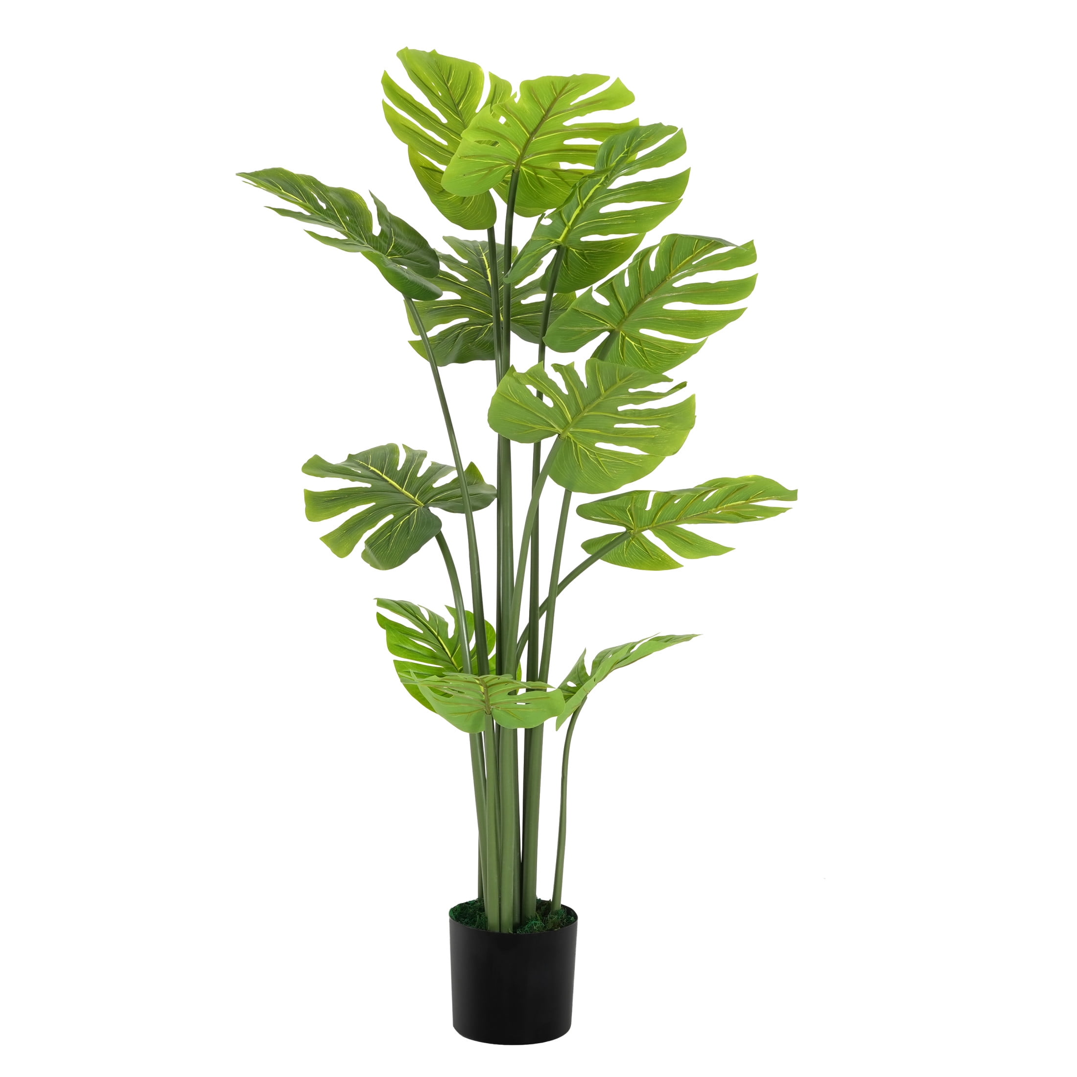Christopher Knight Home 57" Monstera Deliciosa Plant in Black Plastic Pot, Pre-Potted Faux Greenery Tree for Home Decor