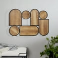 thumbnail image 2 of DecMode Brown Bamboo Shapes Geometric Wall Decor with Slatted Wood Design, 2 of 7