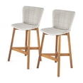 thumbnail image 5 of Olurrisa Outdoor Bar Stool, Teak Finished Wood with Light Grey Wicker, Set of 2, 5 of 8