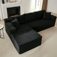 thumbnail image 4 of Miniyam 3 Seats L-Shaped Cloud Sectional Sofa with Deep Seat, Modular Couches Sleeper for Living Room, Apartment (Black, Left Facing Chaise), 4 of 7