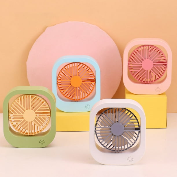 Ventilador USB recargable de sobremesa - Mini ventilador plegable de 3 velocidades con batería de 500mAh, portátil para oficina y viajes, blanco/rosa/verde/azul
