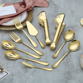 thumbnail image 2 of ReaNea Gold Flatware Serving Set of 10 Pieces, Silverware Serving Utensils Large Spoon Set, 2 of 10
