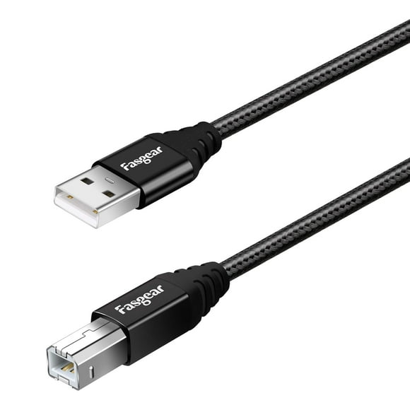 shiyou-USB Printer Cable USB 2.0 - Type A Male to Type B Male Printer Scanner Cord Nylon Braided High Speed for Canon, HP, Brother, Lexmark, Epson, Sam-Sung etc (3ft, Black)