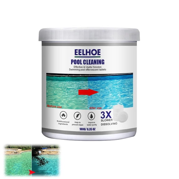 Pool Cleaning Tablets for Crystal Clear Water,180G Clears Dull,Hazy or Cloudy Water Eliminate Odors,Fast Acting,3X Slower Dissolving WaterTreatment for Swimming Pools,Hot Tubs and Spas