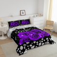 thumbnail image 2 of Erosebridal Rose Flower Gifts For Women Purple Black Rose Print Comforter Set Queen Size Glitter Diamond Rose Bedding Set Adult Lovers Valentine'S Day Wedding Romantic Aesthetics Room Decor, 2 of 6