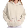 thumbnail image 4 of Women's Oversized Casual Hoodie, Long Sleeve Sweatshirt with Pockets, Light Yellow, 4 of 5