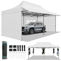SANOPY 10X20 ft Canopy with Awning, Heavy Duty EZ Pop up Folding Canopy Tent with 2 Types of Side Walls, Rainproof&Sunproof Awning Gazebo Shelter for Shopping Mall, Market, Vendor