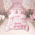 thumbnail image 2 of Erosebridal Princess Bow Tie Bedding Sets Twin Size, Cute Pink Comforter Sets with Sheets, Microfiber Bedding Accessories, Bedroom Decor, Reversible 7pcs, 2 of 5