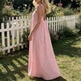 thumbnail image 4 of Yteetum Summer Dresses for Women Sleeveless Boho Print Tie Shoulder Spaghetti Strap Backless Cami Dresses Sundress Casual Solid Loose Comfy Travel Vacation Beach Dress, 4 of 7