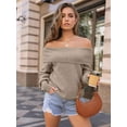 thumbnail image 2 of Womens Off The Shoulder Sweater Oversized Batwing Sleeve Loose Pullover Sweaters Tops, 2 of 7