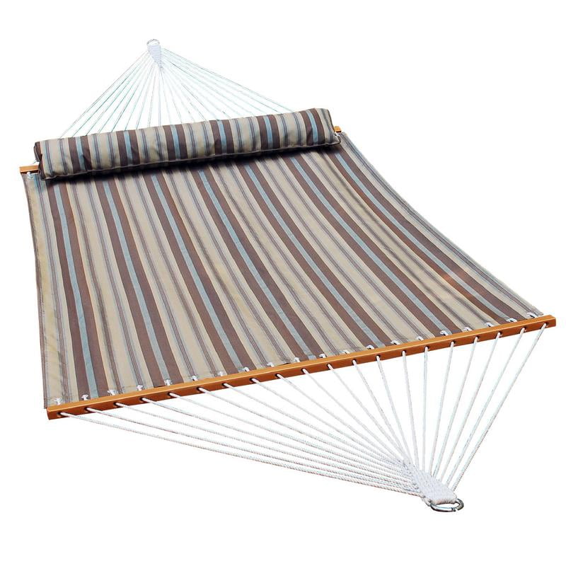 13' Quick Dry Hammock with Large Pillow - Earth Tone Stripe