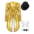thumbnail image 2 of YiZYiF Womens Circus Ringleader Costume Swallow-tailed Coat Jacket Outfits Magician Cosplay Costume Gold L, 2 of 7