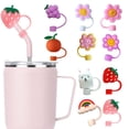 thumbnail image 3 of Silicone Straw Cover Protector 10mm Reusable Drinking Straw Covers Cap, Cute Cartoon Straw Tips Covers Straw Toppers for Tumblers Dust-Proof Straws Plugs A7L1, 3 of 9