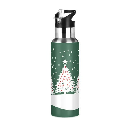 

ALAZA Christmas-1 Tree Water Bottle Insulated Flask Stainless Steel Straw Lid 20 oz