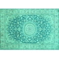 thumbnail image 1 of Ahgly Company Machine Washable Indoor Rectangle Medallion Turquoise Blue Traditional Area Rugs, 4' x 6', 1 of 4