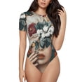 thumbnail image 2 of Picia Floral Head Dreamscape Womens One Piece Swimsuits Modest Tummy Control Bathing Suits Lace Up Slimming Swim Suit-X-Large, 2 of 9