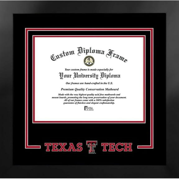 Texas Tech Red Raiders 14w x 11h Spirit Diploma Manhattan Black Frame with Bonus Campus Images Lithograph (value savings $59)