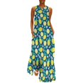 thumbnail image 1 of Robe Citron Aquarelle Été Rayures Bleues et Blanches Mode Coréenne Bohemia Longues Robes Design Moderne Maxi Grande Taille, 1 of 5
