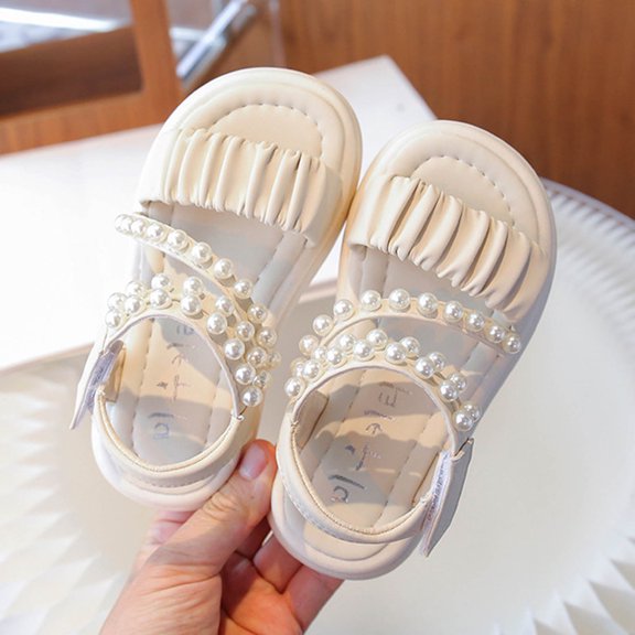 FSYBOA Girls Sandals, Casual Gifts Non-Slip Open Toe Kids Summer Shoes White Size 2(Big Kids)