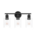 thumbnail image 4 of Modern 3 Lights Bathroom Vanity Light Bathroom Lighting Fixture Over Mirror Black Vanity Light,UL Certified Wall Sconces with Glass Shades-Black, 4 of 9