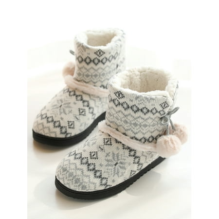 

Crocowalk Womens Cable Knit Slippers House Booties Socks Soft Sherpa Lining Rubber Soles
