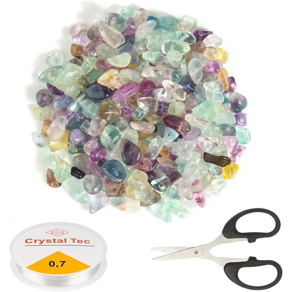 Pack of 400 Gemstone Beads, Natural Stone Gemstones for Threading, Irregular Crystal Beads Stones, Beads for Threading with Hole for Bracelets, Necklaces, Earrings (5-8 mm)