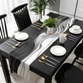 thumbnail image 3 of Black Grey Ombre Table Runner 90 Inches Long, Abstract Modern Geometric Moire Art Kitchen Coffee Dining Table Decoration for Home Party Birthday Wedding Home Decor 13x90 Inches, 3 of 8