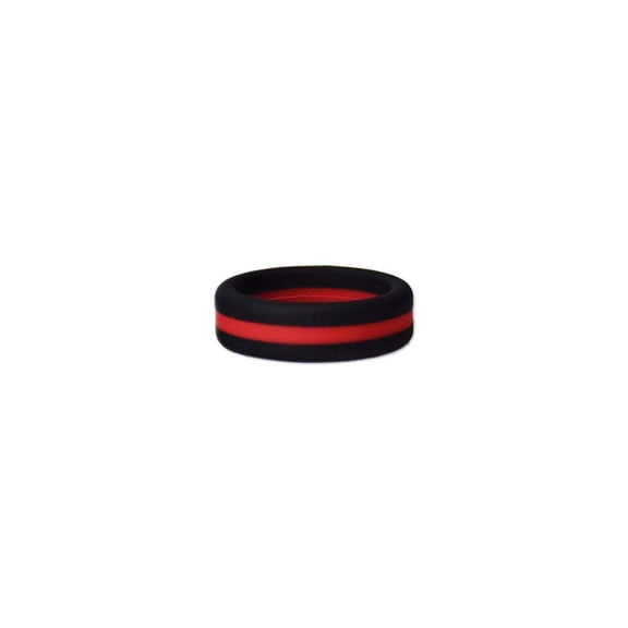 Black and Red Stripe Silicone Ring Size 13 by Lifebeats