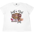 thumbnail image 3 of Camiseta de mujer de talla grande Just A Girl Gypsy Soul, cuello redondo, manga corta, informal, divertida, con gráficos novedosos., 3 of 4
