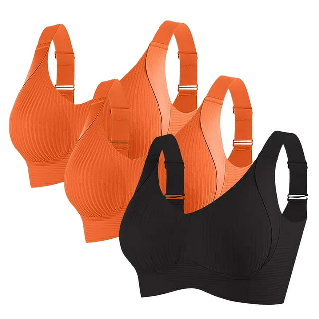Women's Wireless Comfort Bras 3 Pack, Solid Color Adjustable Non-Padded Sports Bra with Full Coverage Support, Seamless Soft Comfort Bras for Everyday Wear Black S