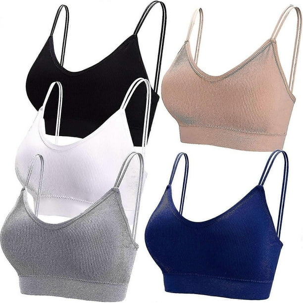 5 Pieces Camisole Bras For Women V Neck Camisole Bralettes Seamless Sleeping Bra With Straps And Removable Pads For Women Girls