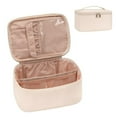 thumbnail image 2 of Makeup Bag, Portable Cosmetic Bag, Large Capacity Travel Makeup Case Organizer, Waterproof Leather Cosmetic Case for Girls Traveling With Handle and Divider (b), 2 of 3
