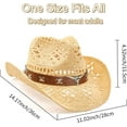 thumbnail image 2 of Cowboy Hat,Cowgirl Hat,Cowboy Hats for Women/Mens/Straw Wide with Shapeable Brim Cowboy Hat for Womens/White/Black., 2 of 6