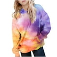 thumbnail image 2 of JUSLIO Hoodies for Girls Round Neck Tie Dye Hooded Sweatshirt Graphic Print Pockets Unisex Long Sleeve Tops Sweatshirts(7 Years）, 2 of 6