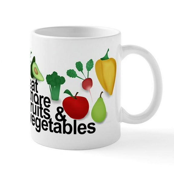 CafePress - Eat Fruits & Vegetables Mug - 11 oz Ceramic Mug - Novelty Coffee Tea Cup