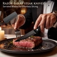 thumbnail image 4 of Kikcoin 50 Pcs Silverware Set for 8, Stainless Steel Flatware Set, Mirror-Polished Fork Knife Set, Cutlery Utensils Set for Kitchen, Steak Knife Included, Black, 4 of 12