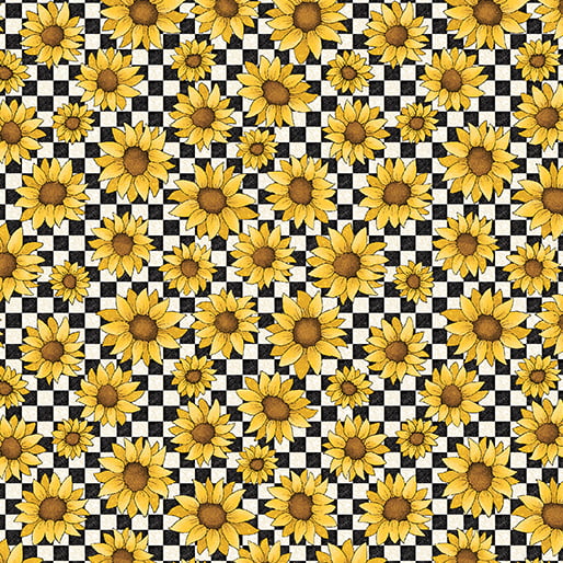 sunflowers on checkerboard
