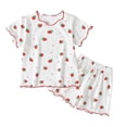thumbnail image 4 of JUMEYU Pajama Set for Girls Kids Girl Pajama Set Toddler Boy Girl Satin Silky Button-up Pajama Sleepwear 3T 4T (Red,3-4 Years), 4 of 4