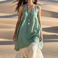 thumbnail image 2 of Boho Dresses For Women 2025, Tank Casual Loose Sleeveless Cotton Linen Solid Color V Neck Beach Womens Winter Feather Red Sun Dresses Casual Denim (XXL, Light Green) ZMTing, 2 of 5