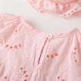thumbnail image 4 of Charming Baby Girl Pink Cotton Romper Dress with Matching Hat, 4 of 8