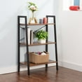 thumbnail image 2 of JJS Industrial 3-Tier Bookshelf, Freestanding Rustic Display Bookcase Storage Rack Shelf Plant Stand for Living Room Home Office, Brown, 2 of 9