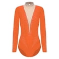 thumbnail image 3 of Doomiva Women Gymnastics Unitards Keyhole Back Bodysuit Tops Ballet Dance Leotard Figure Skating Orange XXL, 3 of 7