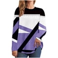 thumbnail image 1 of FAIWAD Women's Long Sleeve Tunic Tops Round Neck Color Block Plus Size Comfy Pullover Tops, 1 of 5