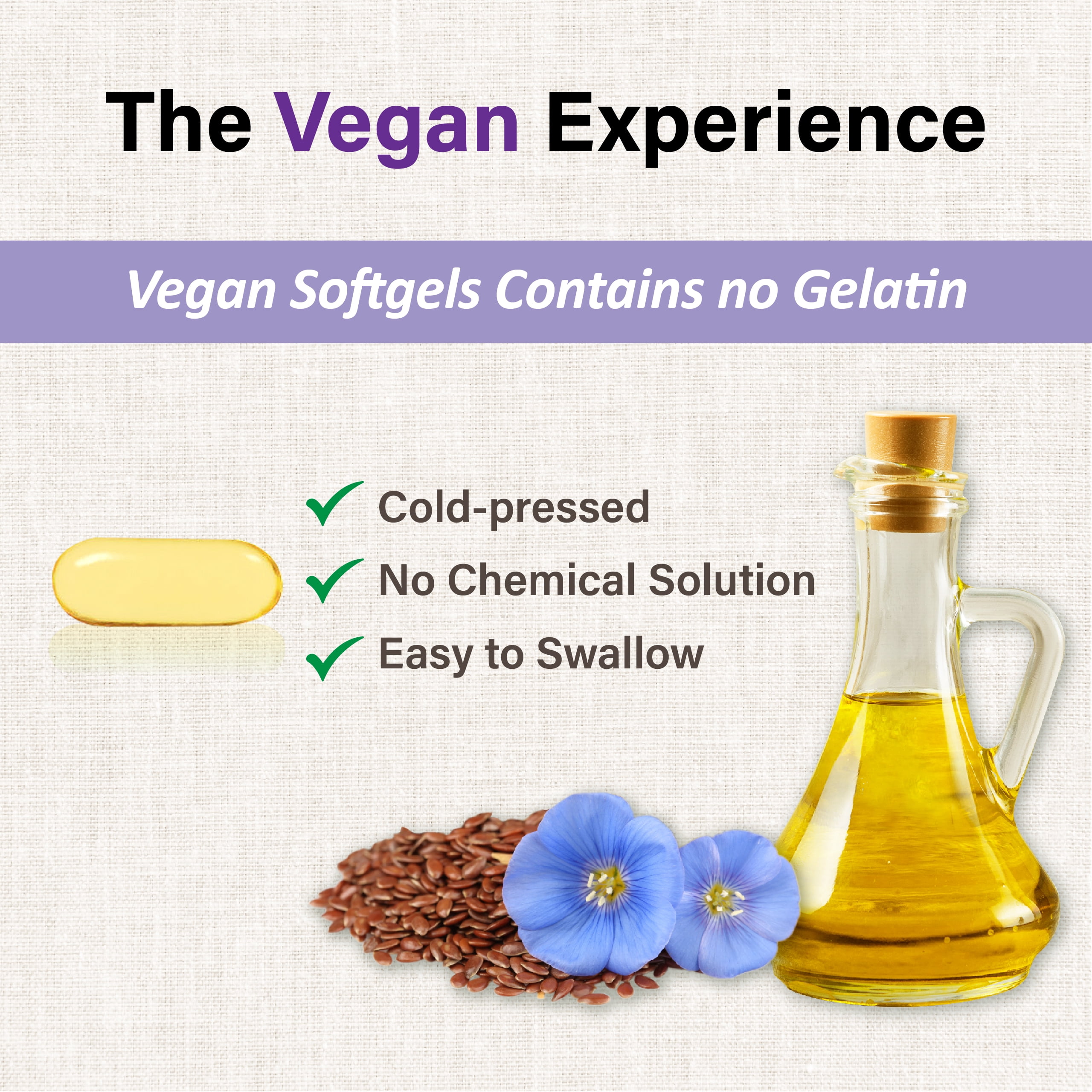 LOVITA 100% Vegan Cold-Pressed Flaxseed Oil: 1500mg with 900mg ALA Omega-3 per Serving. Organic. 180 Softgels.