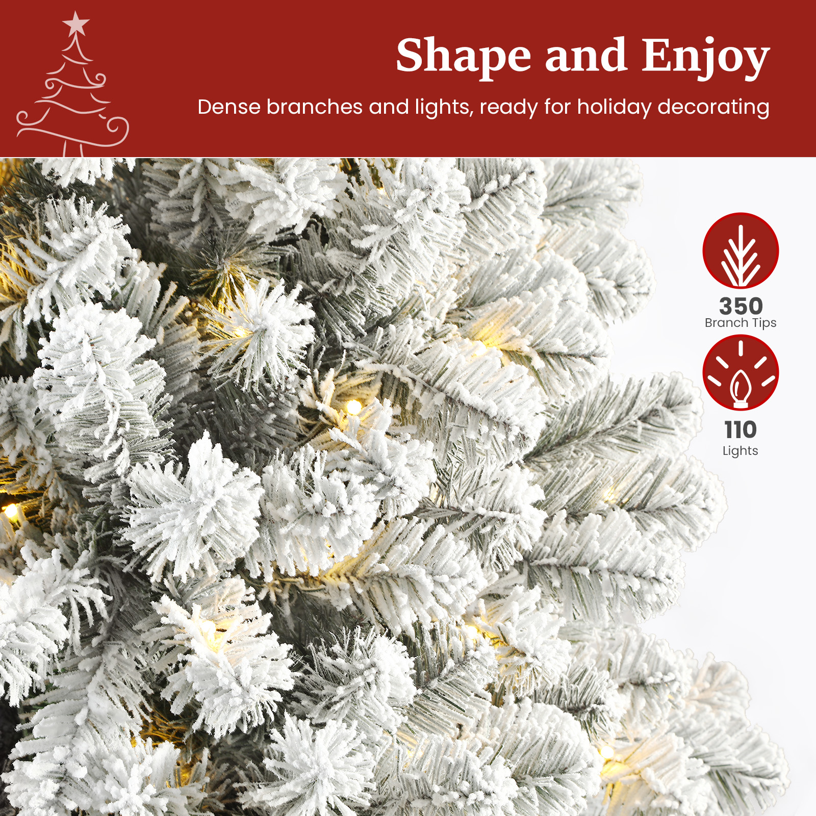 Lolsea 4.5' Pre-Lit Snow Flocked Artificial Christmas Tree photo 3