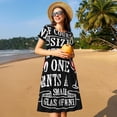 thumbnail image 4 of Easygdp Wine Funny para Vestido Transpirable de Mujer, Vestido Suelto de Manga Corta con Pliegues y Bolsillos para el Verano, 4 of 6