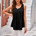 thumbnail image 2 of Wycnly Tank Tops for Women Loose Casual Solid Pleated Swing Tunic Tank Tops Summer Plain Crewneck Sleeveless Shirts Fashion Blouses Black m, 2 of 4