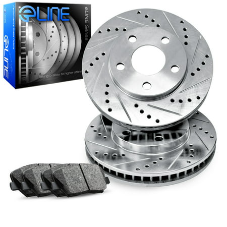 2009 2010 2011 2012 2013 2014 Honda Fit Front eLine Drilled Slotted Brake Disc Rotors & Ceramic (The Best Brake Pads And Rotors)