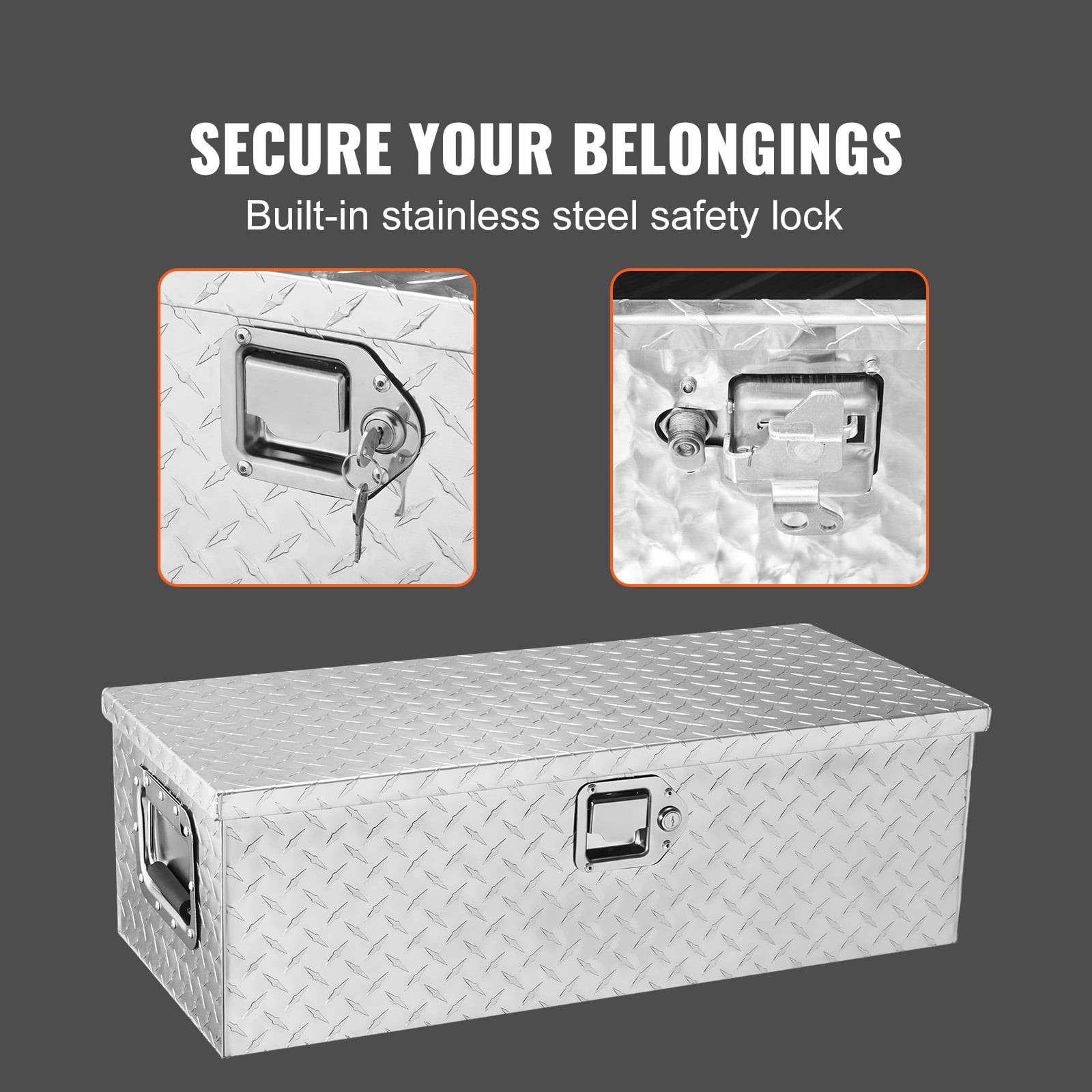 KFFKFF 30"x13"x9.6" Heavy Duty Aluminum Bar Tool Box for Pickup Truck Bed